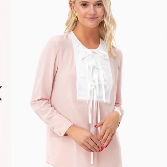 Tory Burch Mineral Pink & White Tie Front Top Medium - Picture 10 of 10